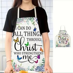 Inspirational Floral Apron with Butterflies